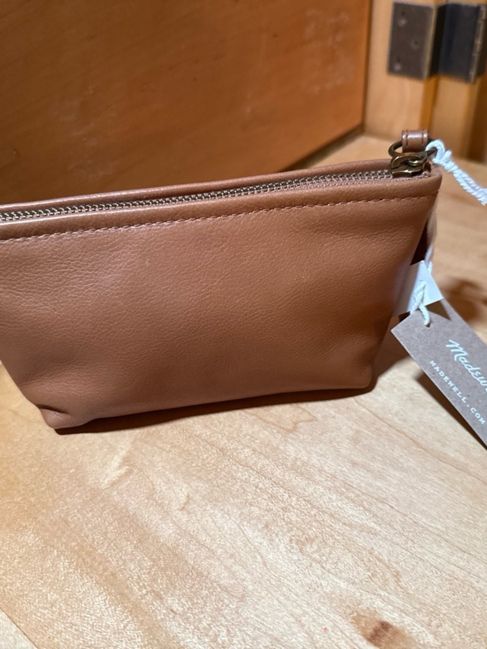 Leather Zip Pouch in Cognac Brown - Madewell